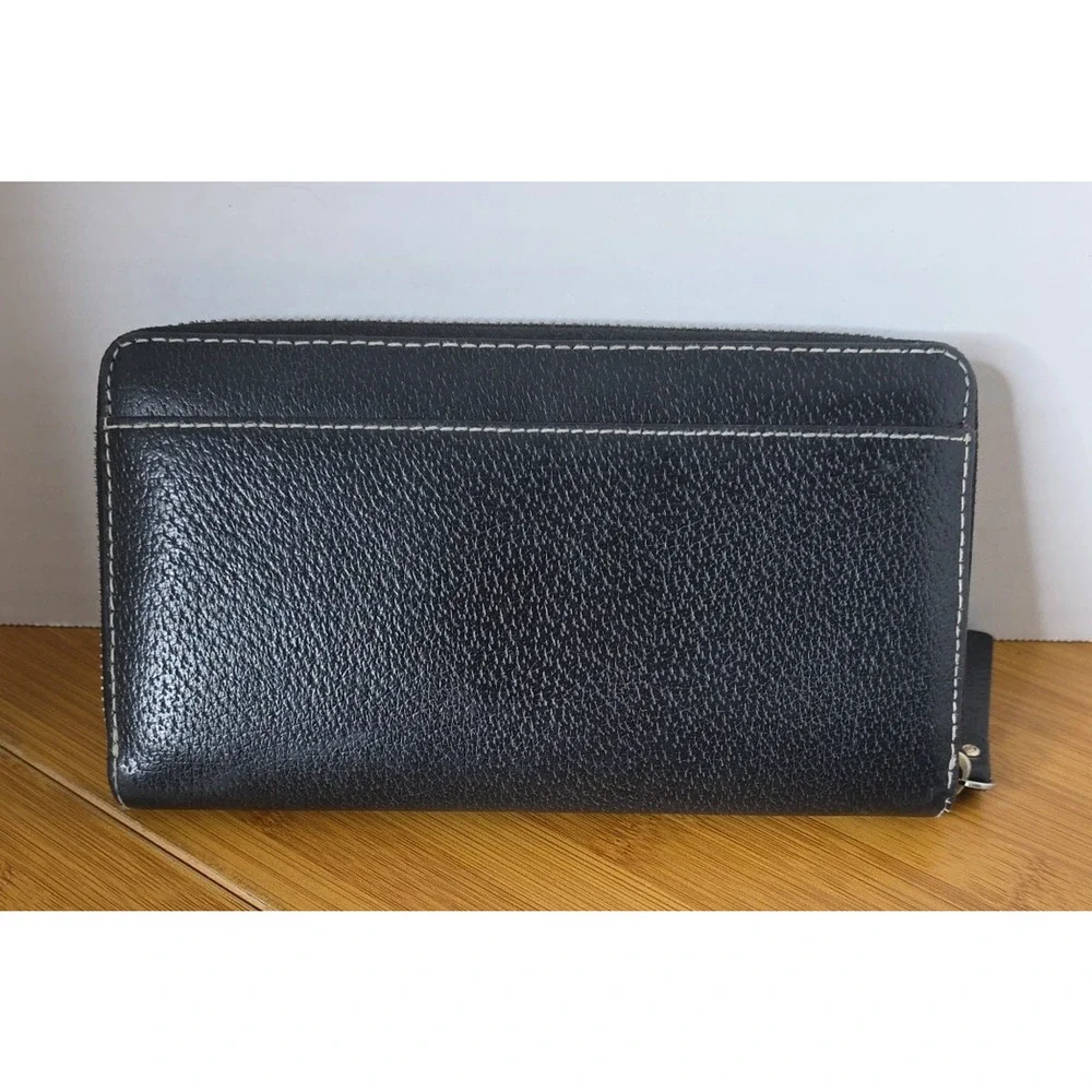 Kate Spade Black / Pink Zip‎ Around Neda Pebbled Leather Wallet/ Purse/Clutch